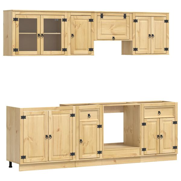 vidaXL Szafkowy z szufladą SKI 8 pcs Miodowy Brąz Lite drewno sosnowe