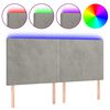 vidaXL Zagł&oacute;wek do ł&oacute;żka z LED, jasnoszary, 160x5x118/128 cm, aksamit