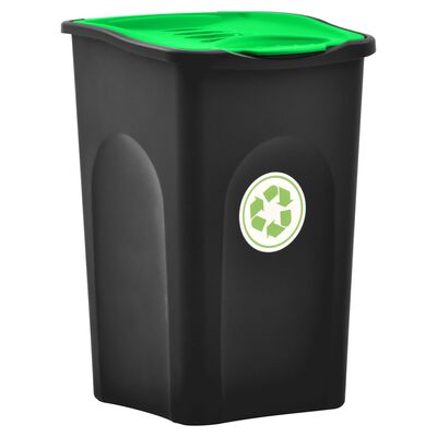 vidaXL Kosz na śmieci z pokrywą na zawiasie, 50 L, czarno-zielony
