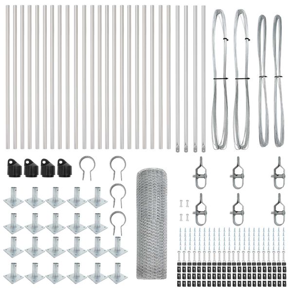 vidaXL Słupek ogrodzeniowy. Srebrny 50 x 0,6 m (siatka 13 mm) Stal