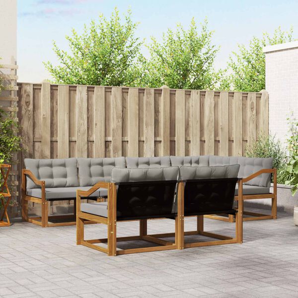 vidaXL Zestaw sof na zewnątrz z poduszką 7 pcs Naturalny i Jasny Szary