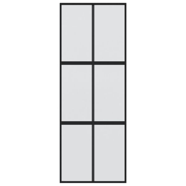 vidaXL Drzwi przesuwne, czarne, 90x205 cm, szkło hartowane, aluminium