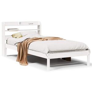 vidaXL Rama ł&oacute;żka bez materaca, biała, 75x190 cm, lite drewno sosnowe