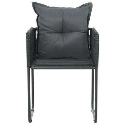 vidaXL Krzesła ogrodowe z poduszkami, 6 szt., polirattan, czarne