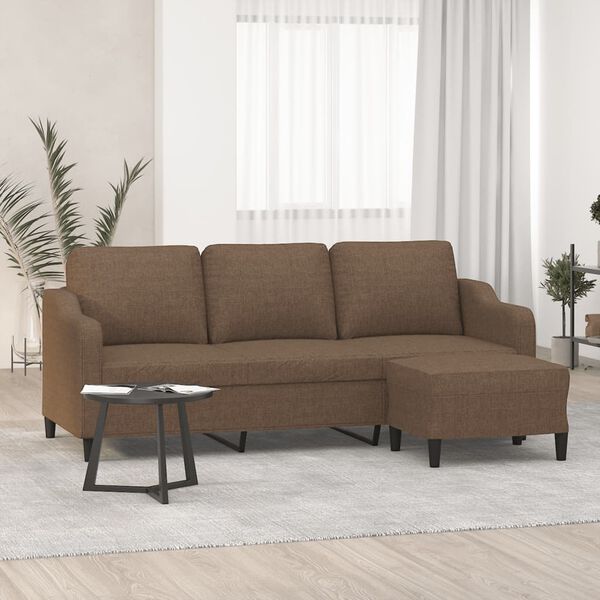 vidaXL 3-osobowa sofa z podn&oacute;żkiem, brązowy, 180 cm, tkaniną