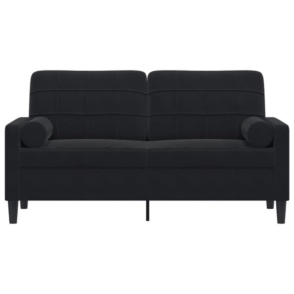 vidaXL 2-osobowa sofa z poduszkami, czarna, 140 cm, aksamit