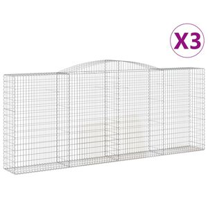 vidaXL Kosze gabionowe, 3 szt, 400x50x160/180 cm, galwanizowane żelazo
