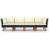 vidaXL 4-osobowa sofa ogrodowa z poduszkami, polirattan, czarna