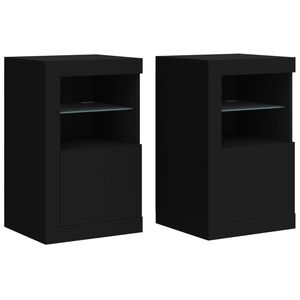 vidaXL Szafki z LED, 2 szt., czarne, materiał drewnopochodny