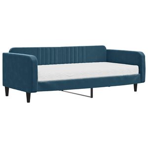 vidaXL Sofa z materacem do spania, niebieska, 100x200 cm, aksamit