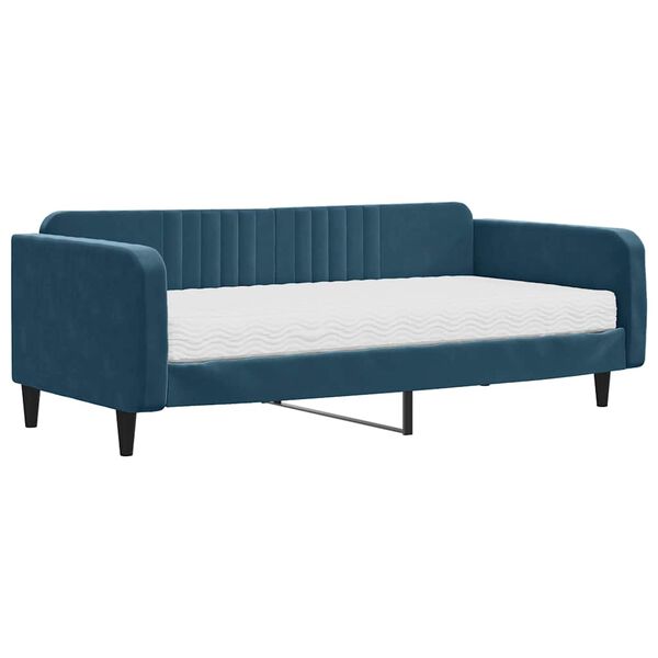 vidaXL Sofa z materacem do spania, niebieska, 100x200 cm, aksamit
