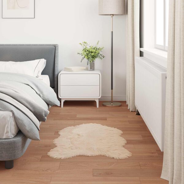 vidaXL Sztuczny Dywan Sk&oacute;rzany Tafalla Beżowy 60 x 90 cm Poliester