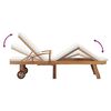 vidaXL Leżak z poduszką, lite drewno tekowe, kremowy
