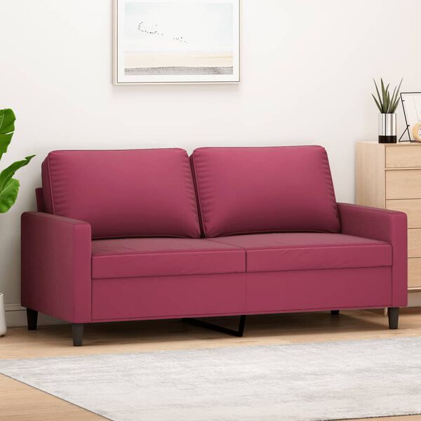 vidaXL Sofa 2-osobowa, winna czerwień, 140 cm, tapicerowana aksamitem