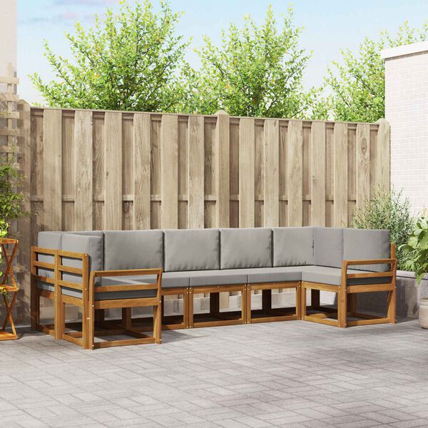 vidaXL Zestaw sof na zewnątrz z poduszką 7 pcs Naturalny i Jasny Szary