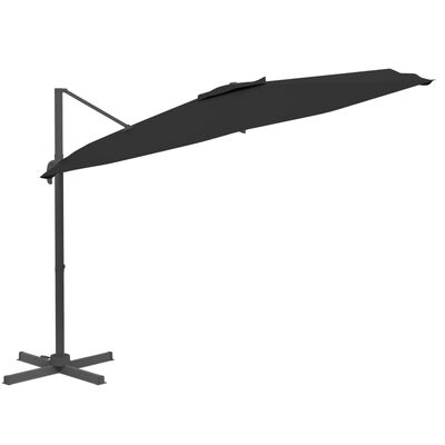 vidaXL Wiszący parasol z LED, czarny, 400x300 cm