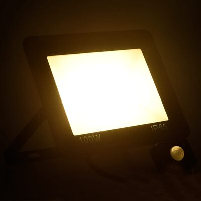 vidaXL Reflektor LED z czujnikiem, 100 W, ciepłe białe światło