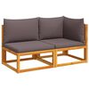 vidaXL Sofa ogrodowa z poduszkami, 2-osobowa, drewno akacjowe i lina