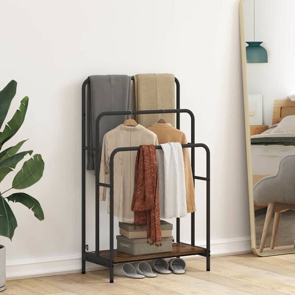 vidaXL Wieszak na ubrania z p&oacute;łką Dąb wędzony 60 x 30 x 100,5 cm