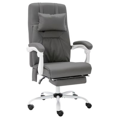 vidaXL Krzesło biurowe z funkcją masażu, szare, obite sztuczną skórą