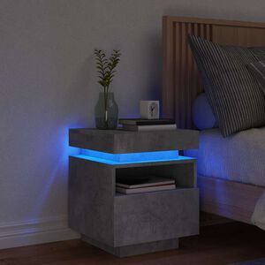 vidaXL Szafka nocna z oświetleniem LED, szarość betonu, 40x39x48,5 cm