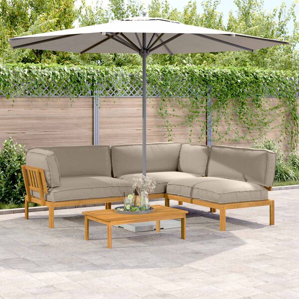 vidaXL Zestaw Sof z poduszką 4 pcs Ciemnoszary Lite Drewno Akacji