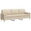 vidaXL 3-osobowa sofa z poduszkami, kremowa, 210 cm, obita tkaniną