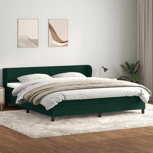 vidaXL Ł&oacute;żko typu Box Spring z materacami Ciemnozielone 180x220 cm