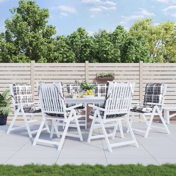 vidaXL Poduszki na krzesła z niskim oparciem, 6 szt., w szarą kratę