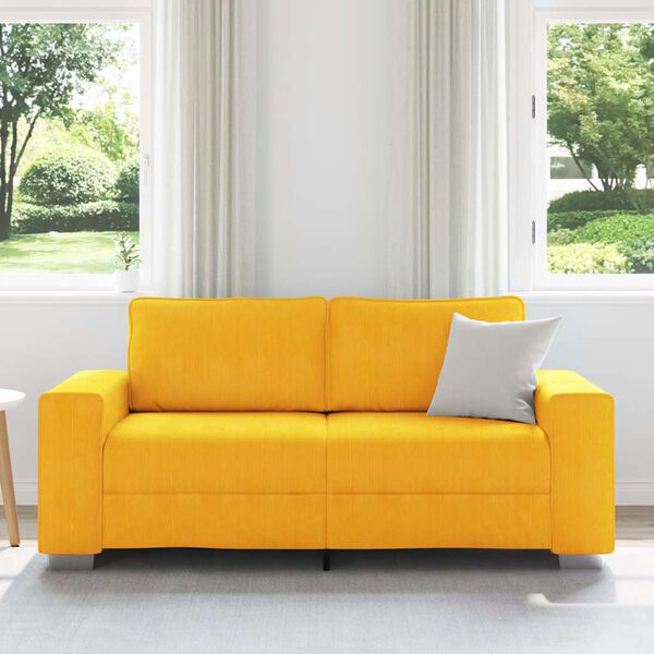 vidaXL Sofa dwuosobowa, jasnoż&oacute;łta, 180x77x82 cm, tkanina sztruksowa