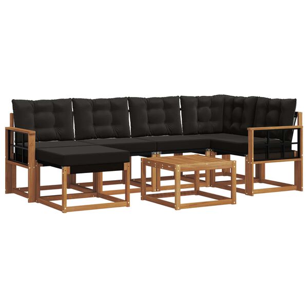 vidaXL Zestaw sof na zewnątrz z poduszką 7 pcs Naturalny i czarny