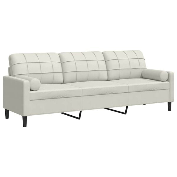 vidaXL 3-osobowa sofa z poduszkami, kremowa, 210 cm, aksamit