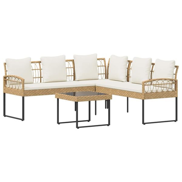 vidaXL Zestaw sof ogrodowych z poduszką 2 pcs Naturalny Stal