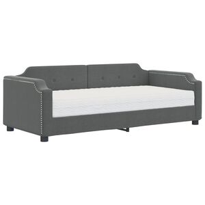 vidaXL Sofa z materacem do spania, ciemnoszara, 90x200 cm, tkanina