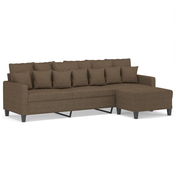 vidaXL 3-osobowa sofa z podn&oacute;żkiem, brązowa, 210 cm, tkanina