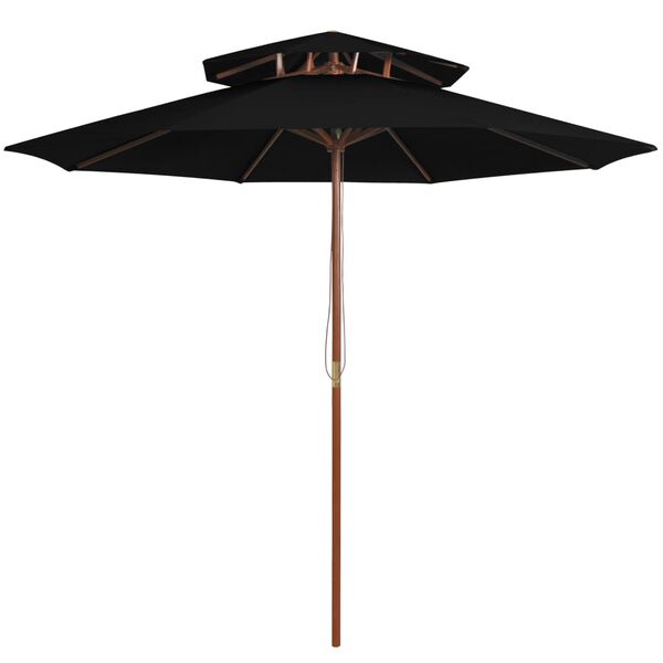 vidaXL Parasol ogrodowy z dwupoziomową czaszą, czarny, 270 cm