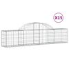 vidaXL Kosze gabionowe, 15 szt, 200x30x40/60 cm, galwanizowane żelazo