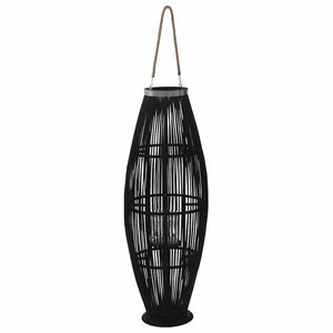 vidaXL Wiszący lampion na świece, bambusowy, czarny, 95 cm
