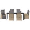 vidaXL Zestaw do jadalni w ogrodzie z poduszką 7 pcs Beżowy polirattan