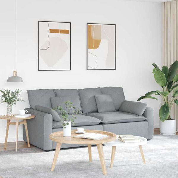 vidaXL Sofa modułowa z poduszkami, jasnoszara