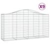vidaXL Kosze gabionowe, 9 szt, 200x50x100/120 cm, galwanizowane żelazo
