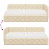 vidaXL Rama ł&oacute;żka narożnego z materacem Kremowy 90 x 200 cm tkanina