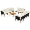 vidaXL 9 pcs Solidne drewno akacjowe i lina naturalny