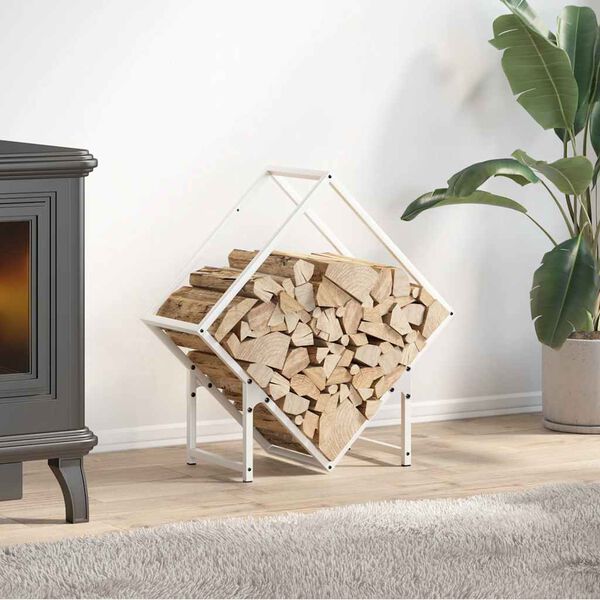 vidaXL Stojak na drewno opałowe biały 60x25x60 cm