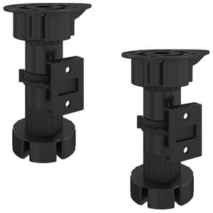 vidaXL N&oacute;żki meblowe Z regulacją 2 pcs Czarny 46 x 46 x 128 mm PP