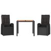 vidaXL 3-cz. zestaw mebli ogrodowych z poduszkami, czarny rattan PE