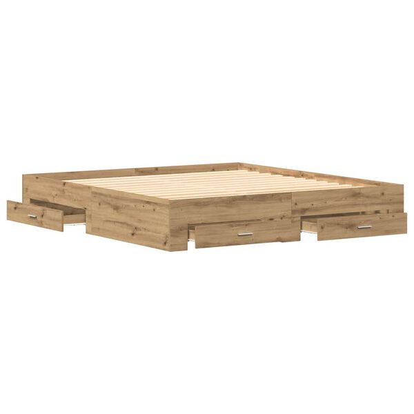 vidaXL Ramka łóżka z szufladą Dąb rzemieślniczy 180 x 200 cm