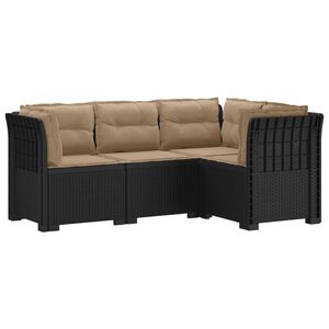 vidaXL Ogr&oacute;d Sofa 4-osobowa z poduszkami Wygląd Rattanu PP antracytowy
