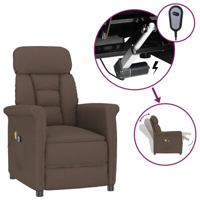 vidaXL Elektryczny fotel masujący, brązowy, sztuczny zamsz
