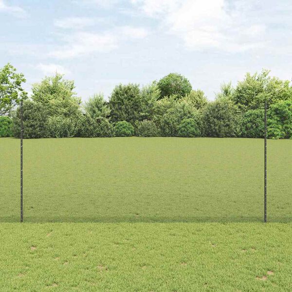 vidaXL Ogrodzenie z słupkiem Szary 1,5 x 25 m Stal